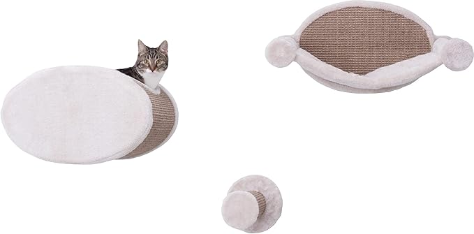 Trixie Liam Wall Mounted 3 pcs Lounge Set, Hammock, Cave, and Step, Brown, 18.8" L x 11.0" W x 11.3" Th