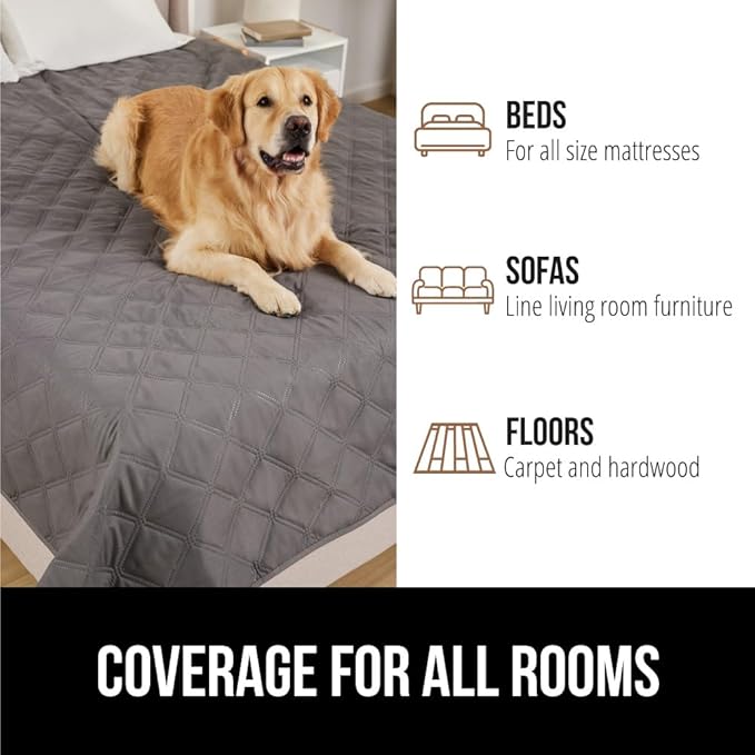 GORILLA GRIP Waterproof Couch Cover for Dogs, Gripped Slip Resistant Backing, Leak Proof Washable Dog Blanket Covers Sofa, Bed, Sectional, Crate, Car, RV Seats, Pet Puppy Essentials, 30x70 Charcoal