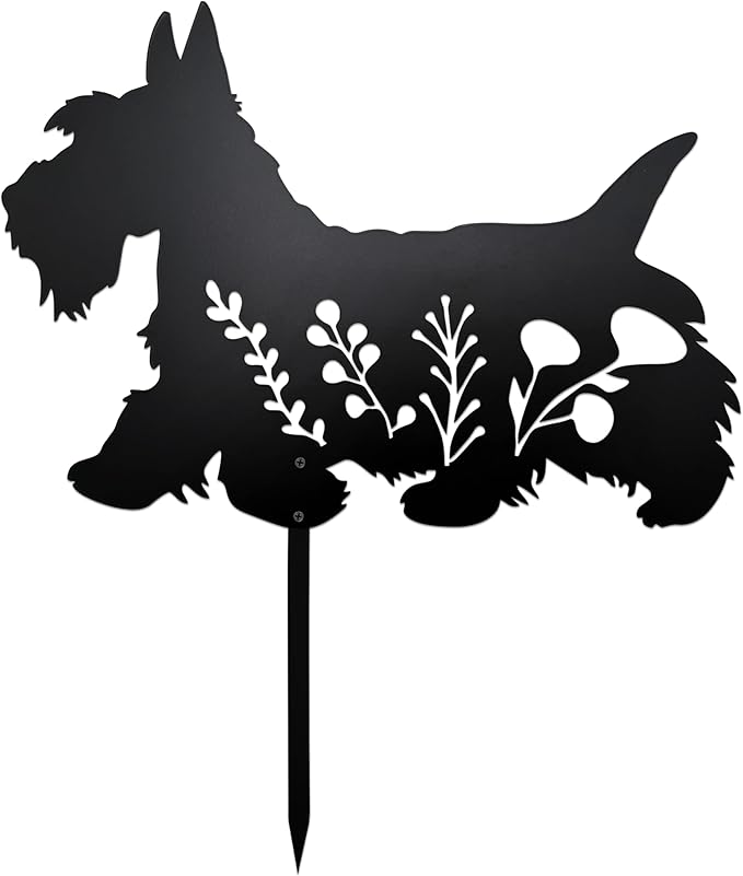 Dog Garden Stake - Unique Gift for Dog Lovers, Black Metal Outdoor Decor, Durable Yard Art Statue (Scottish Terrier)