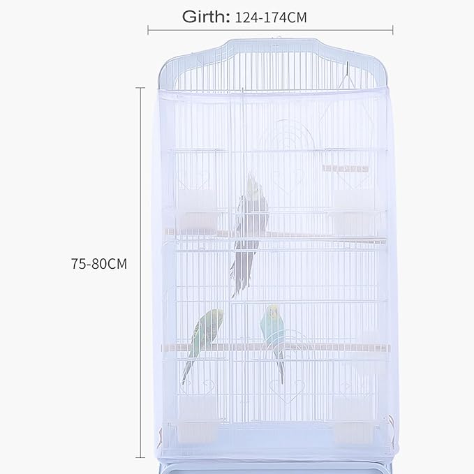 Birdcages Mesh Net Skirt Cover Reusable Stretchy Bird Cage Seed Catcher (31 x 67 inch)