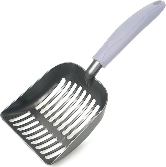Cat Litter Scoop, Kitty Metal Scooper, Aluminum Alloy Sifter, Kitten Pooper Lifter, Deep Shovel, Long Handle, Poop Sifting, Durable, Heavy Duty, for Litter Box
