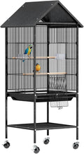 VINGLI Bird Cage with Rolling Stand for Parrots, Cockatiels, Budgies, Lovebirds, Small/Medium Birds (50" H with Spire Roof)