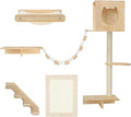 HOOBRO Wood Cat Wall Shelves, Set of 5 Modern Cat Wall Furniture with Corridor, Plush Hammock, Steps, Scratcher and Climbing Shelves for Playing, Sturdy, Durable and Safe, Natural NL45CS03