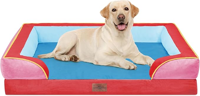 Comfort Expression Orthopedic Dog Bed for Extra Large Dogs 42x30 Inch, Waterproof Egg Crate Foam XL Pet Bed with Removable Bolsters, Dog Couch with Washable Cover & Non-Slip Bottom, Los Angeles