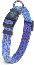 Roses&Poetry Dog Collars for Medium Dogs, Leopard Print Puppy Collar Adjustable Nylon Pet Collar Durable Reflective for Small Medium Large Dogs(Violet-Leopard M)