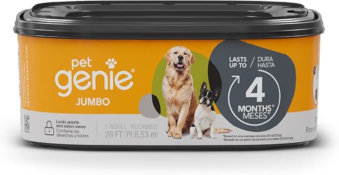 Pet Genie – Jumbo refill 1-pack – Up to 4 months of supply - Ultimate odor control dog poop bags