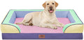 Comfort Expression Orthopedic Dog Bed for Extra Large Dogs 42x30 Inch, Waterproof Egg Crate Foam XL Pet Bed with Removable Bolsters, Dog Couch with Washable Cover & Non-Slip Bottom, Frosted Grape