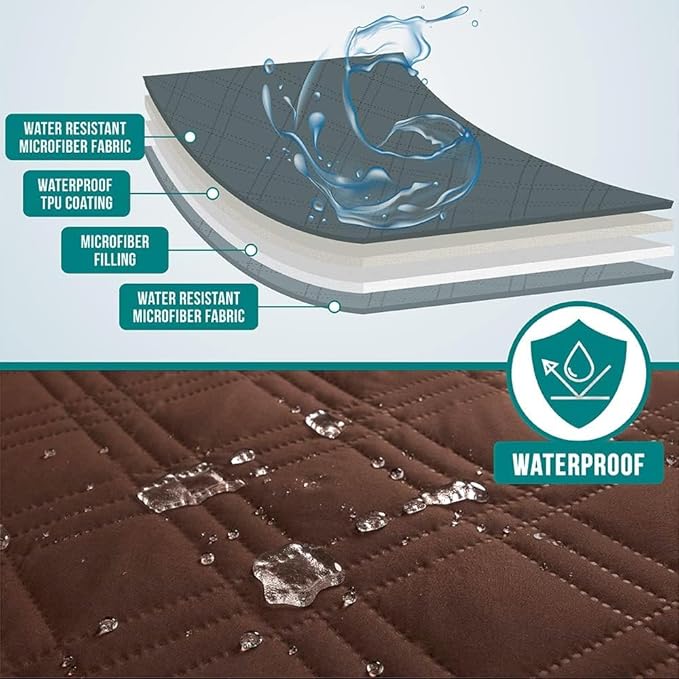 PetAmi Waterproof Couch Cover for Dogs, Waterproof Pet Blanket, Reversible Furniture Cover Sofa Protector for Pet Cat Bed, Washable Waterproof Blanket Dog Cover for Couch Seat, 68x82 Brown