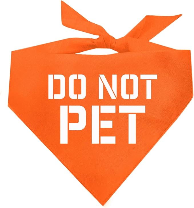 Do Not Pet Dog Bandana (Orange, XS 157)