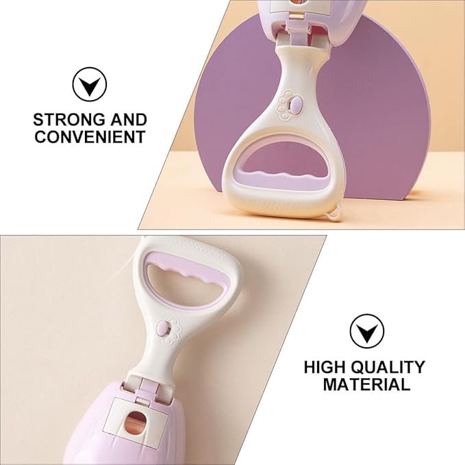 Luxshiny Dog Poop Scooper Poo Pickup Tool with Long Handle and Plastic Shovel Outdoor Pet Pooper Scooper for Home Use with Waste Bags Purple