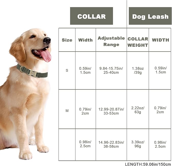 Genuine Leather Dog Collar - Adjustable Pet Collar with Quick Release Metal Buckle, Soft Skin Friendly Real Leather Collar for Small, Medium, Large Dogs (Dark Green, L：Fit 15-23" Neck)