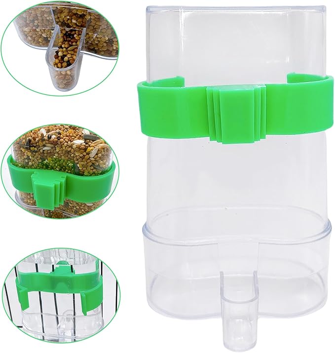 Automatic Bird Water Dispenser Parrot Water Feeder Bird Seed Food Container Parakeet Waterer Cockatiel Cage Accessories Automatic Feeding for Finch Lovebird Canary Small Birds(2Pcs)