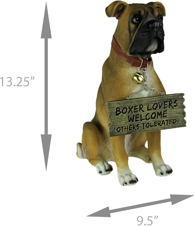 DWK Front Porch Dog Outdoor Welcome Sign Decorative Statue | Cute Dog Welcome Sign for Front Porch Standing | Decorative Garden Statues - Boxer