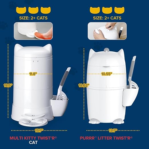 Red Rocket XL Cat Litter Pail Multi Kitty Twist’R Step Litter Disposal System with Cute Litter Scoop Step Mode Odors Free Patented Twist Technology (Kitty, Hold 17lbs Litter)