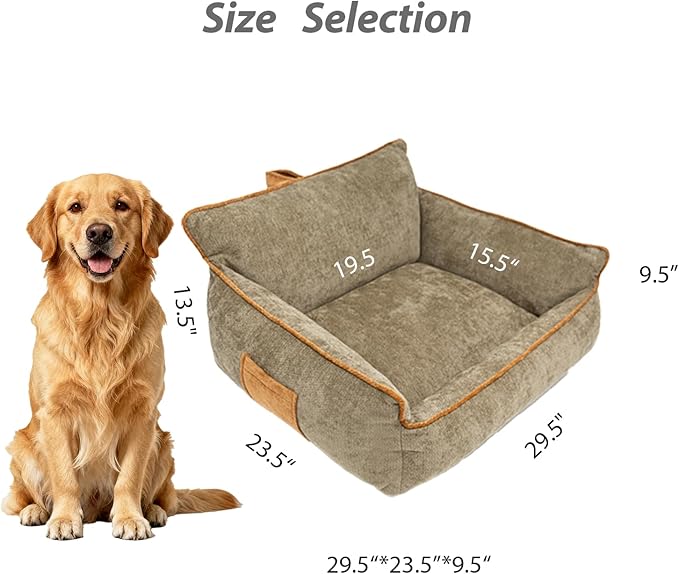 Orthopedic Dog Bed with Memory Foam, Washable Plush Pet Bed for Small, Medium & Large Dogs, Cozy Bolster Crate Dog Bed for Joint Support & Comfort.(Brown)