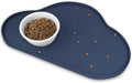 Ptlom Silicone Pet Placemat for Dogs and Cats, Non-Slip Waterproof Dog Feeding Bowl Mats for Food and Water, Small Medium Large Pet Puppy Tray Mat Prevent Residues from Spilling onto The Floor, Navy