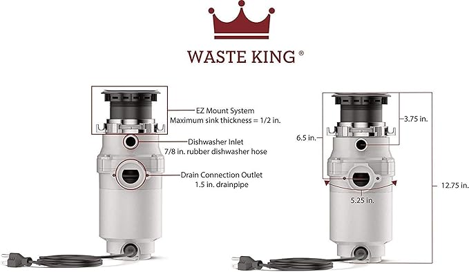 Waste King Garbage Disposal for Kitchen Sink with Power Cord,Compact Food Waste Disposer,L-111,(Pack of 2)