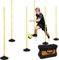 6 FT Agility Poles for Soccer, Basketball, Football, Equestrian, Pet Training, 4/6/8/10 Pack Detachable Soccer Poles w/Rubber Bases, Pole Bending Poles for Horses, Indoor/Outdoor Use