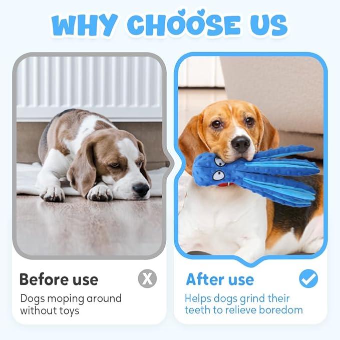 Octopus Dog Toys, No Stuffing Crinkle Dog Toys for Aggressive Chewers, Durable Interactive Chew Toys for Small, Medium and Large Dogs Training and Reduce Boredom (2PCS-C)