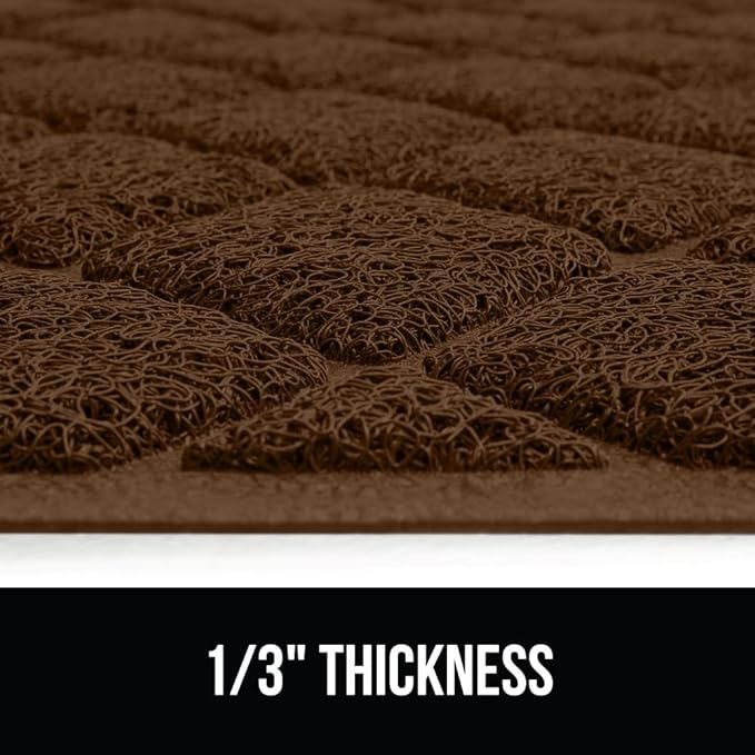 GORILLA GRIP Cat Litter Box Mat, 47x35, Water Resistant, US Designed Kitty Litter Trapping Mats, Easy to Clean, Scatter Control, Less Mess and Clean Floors, Kitten Supplies for Indoor Cats, Brown