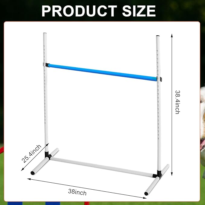6 Pcs Dog Agility Training Equipments Dog Agility Jumps Hurdles Adjustable Jumps Hurdles Pet Jump Bars with Bag and Whistle for Indoor Outdoor Dogs Pet Jump Course Game(Blue and White)