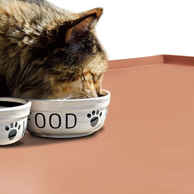 Dog Food Mat,Silicone Waterproof Food Tray,Non Slip Pet Bowl Mats Placemat,1" Raised Edge,Suitable for Most Small and Medium Sized Pets,32" x 24"