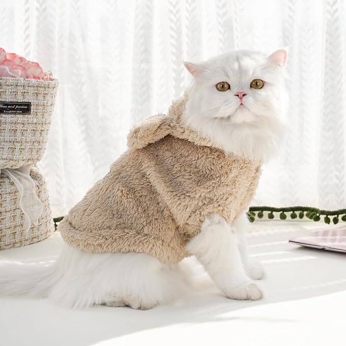 Selena Cat Bunny Ears Costume Cute Dog Kitten Hoodies Sweater Rabbit Ears Puppy Pet Apparel (Large,Beige)