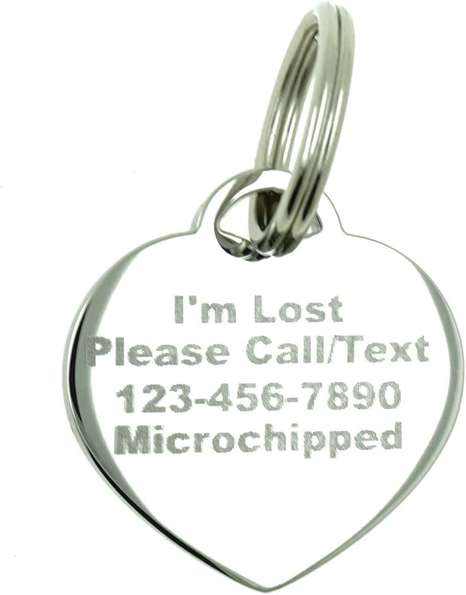 Custom Engraved Personalized Stainless Steel Small Heart Rhinestones Dog Cat Pet ID Jewelry Bling Tag