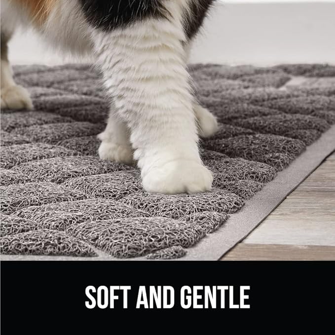 GORILLA GRIP Cat Litter Box Mat, 47x35, Water Resistant, US Designed Kitty Litter Trapping Mats, Easy to Clean, Scatter Control, Less Mess and Clean Floors, Kitten Supplies for Indoor Cats, Grey