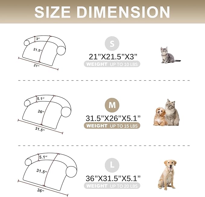 Tinaco Calming Dogs/Cats Bed Mats, Dog Pad Washable Removable Couch Cover, Plush Long Fur Mat for Pets, Waterproof Lining, Perfect for Small, Medium and Large Dogs and Cats (Gradient Brown, M)