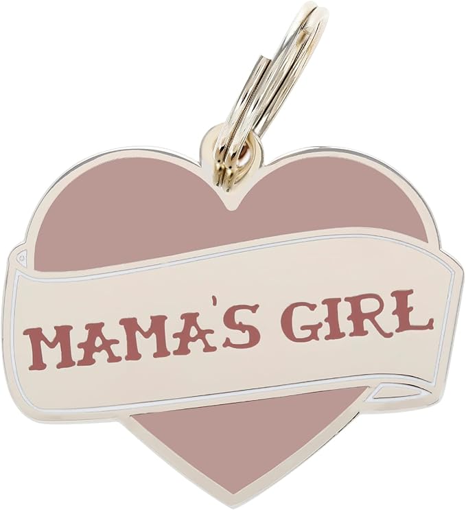 Two Tails Pet Company Personalized 'Mama's Girl' Pet ID Tag & Collar Charm - Custom Engraved Dog Tags for Pets - Luxury Brass, Gold Plating