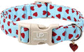 Valentine's Dog Collar, UP URARA PUP Pink Heart Adjustable Pet Collar with Bowknot Charm, Wedding Dog Accessories for Small Medium Large Dogs