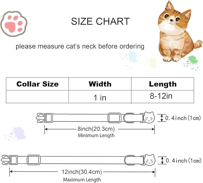 Cat Collar-2 Pack Cat Collar Blue and Pink Linnet with Kitten and Bell Pendant Safety Buckle Adjustable Pet Collar Suitable for Cats Gift to Cats and Small Pets