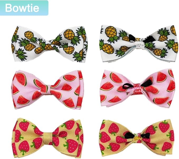 Fruit Cat Collar with Bow Tie and Bell 3 Pack Watermelon Strawberry and Pineapple Breakaway Bowtie Kitten Collars for Boys Girls Cats