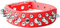 Spiked Dog Collar Soft Pu Leather Mushrooms Rivet Spike Studded Puppy Adjustable Pet Collars for Small Breeds (XS, Red)