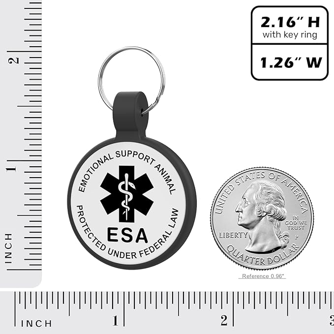 ESA Dog Tag, QR Code Dog Tag, Modifiable Free Pet Online Profile, Scannable QR Code, Scan QR Send Instant Location Alert Email, Silicone Lightweight ID Tag for Dog and Cat (Black, Regular)