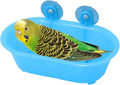 Wontee Bird Bath with Mirror Toy Fixable Parrot Bathroom Tub for Small Brids Parrot Canary Budgies Parakeets