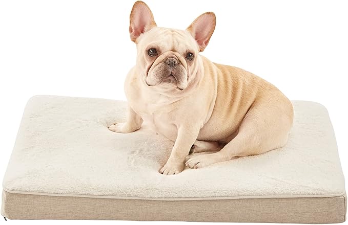 Memory Foam Medium Dog Bed, Cooling Dog Beds for Medium Dogs, Washable Orthopedic Pet Bed for Crate with Joint Relief Memory Foam, Waterproof Liner and Plush Cover (29"x 18", Beige)