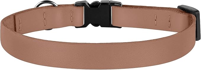 Breakaway Cat Collar with Bell - Leather Adjustable Kitten Collars with Safety Quick Release Buckle - Soft Small Pet Collars for Girl & Boy Cats (Mocha)