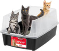 IRIS USA XX-Large Cat Litter Box, Open Top Extra Large Litter Box for Big Cats and Multi-Cat Households, High Sided Scatter Shield, Easy to Clean, 30"L x 20"W x 14"H, Black