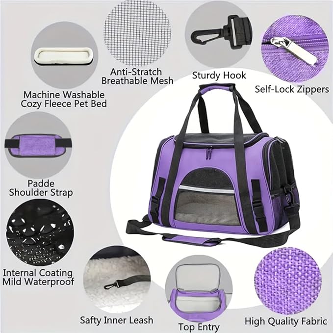 Cat Carriers, Dog Carriers, Pet Carriers – Airline-Approved Soft-Sided Bag for Cats & Small Dogs (Up to 15 lb), Foldable, Breathable Mesh, Privacy Cover, Washable & Lightweight