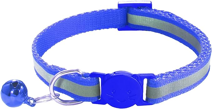 2 Pack Breakaway Cat Collars with Bells, Reflective Design and Claw Print Design, Safety Buckle, Adjustable 7.5-12.5 Inches for Kittens & Cats (Navy Blue)