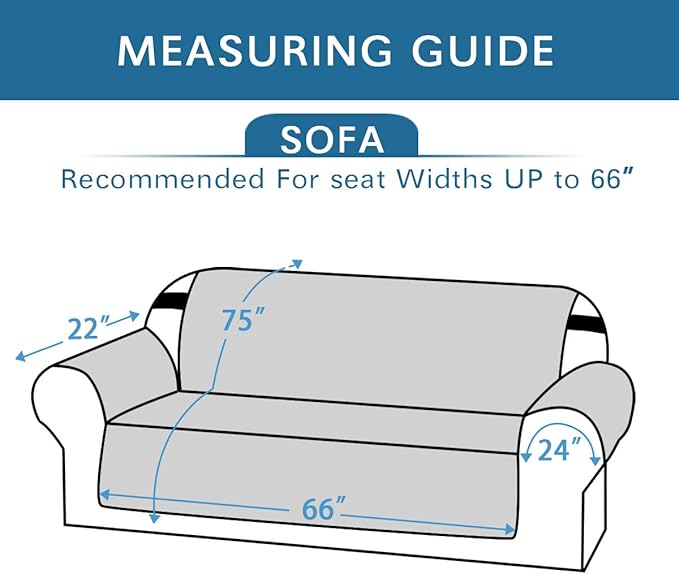 H.VERSAILTEX Reversible Sofa Slipcover Furniture Protector Water Resistant 2 Inch Wide Elastic Straps Sofa Cover Couch Covers Pets Kids Fit Sitting Width Up to 66" (Sofa: 75" x 110", Khaki/Beige)