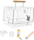 Hamster Cage Bird Travel Cage Portable Clear Accessories Acrylic Villa Bird Cage Lightweight Bird Carrier for Peony Parrot, Whole Set