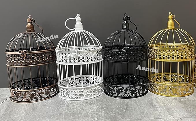 Iron Bird Cage for Wedding Decor and Flower Cage Decor Perfect Props for Hanging Flower Frames Indoor and Outdoor Decoration at Wedding Parties (Gold)