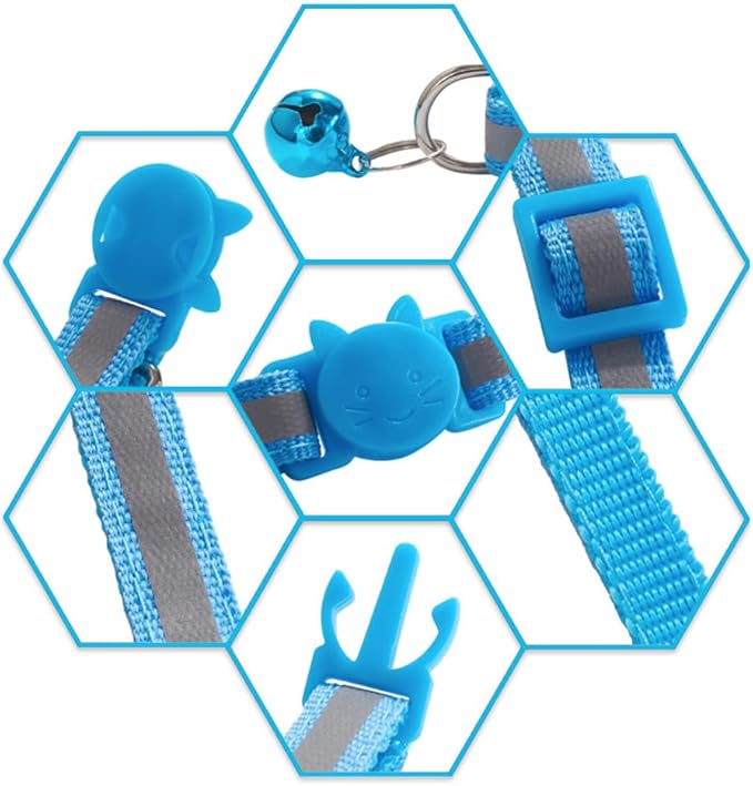 Pink Cat Collars with Bells, [2 Pack] Break Away Cat Collar with Bells, Reflective Kitten Collar Breakaway for Boy Pet Cats Kitty