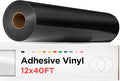 Black Permanent Vinyl - 12" x 40 FT Adhesive Vinyl Roll, Signs, Scrapbooking, Craft, Permanent Outdoor (Matte Black)