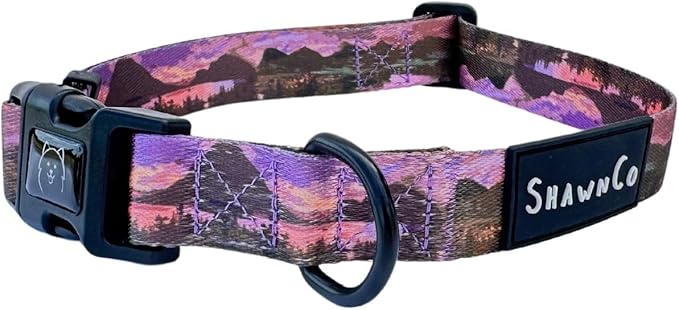 ShawnCo Dream Walk Dog Collar- Premium, Adjustable and Comfortable Pet Collar for Small, Medium, Large and Extra Large Dogs (M, Montana Daydream)