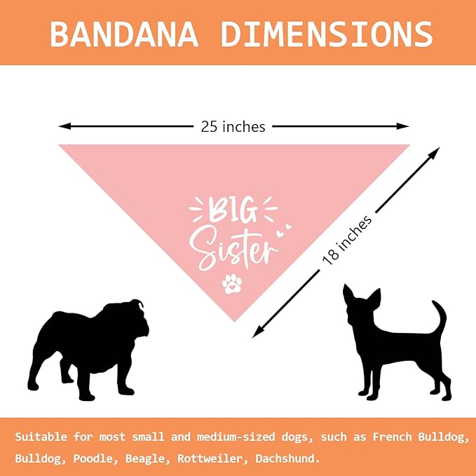 Big Sister Dog Bandana Pregnancy Announcement Gender Reveal Baby Announcement Photo Props Dog Scarf Accessories Girl Pink Pet Bandanas for Large Medium Small Dogs