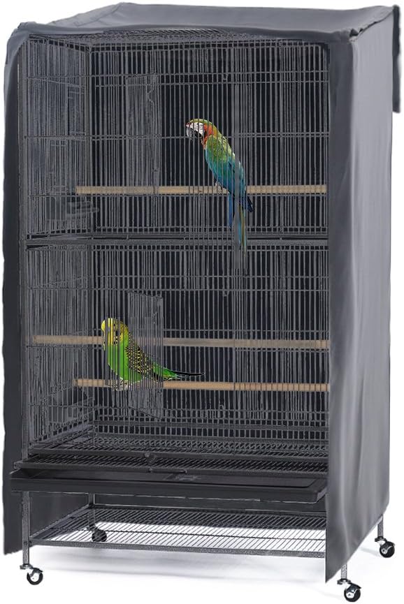 PONY DANCE Pets Product Universal Birdcage Cover Blackout & Breathable Birdcage Cover for Pets' Good Night, Large, Grey, 35 L x 25 W x 47 in H